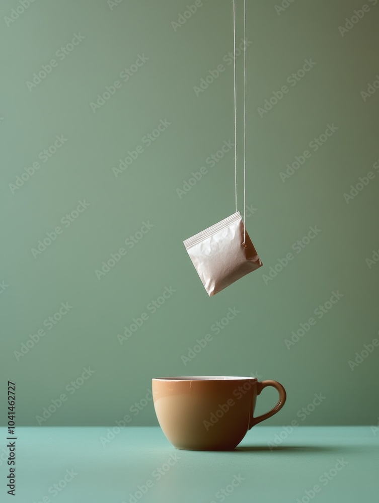 Leinwandbilder a tea bag is leisurely submerged in a warm cup, creating a soothing atmosphere perfect for enjoying 