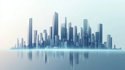 Fototapeta premium Futuristic city skyline with sleek skyscrapers and modern architecture, no people, open space for text