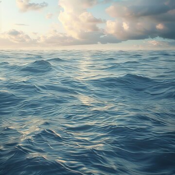 A serene ocean where the waves are made of soft, rolling clouds