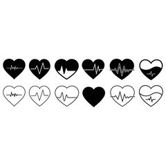 Pulse icon vector set. Heartbeat illustration sign collection. Heart rhythm symbol. Cardiology logo.