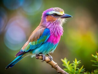 Stunning Closeup of Lilac-breasted Roller Bird on Branch, Vibrant Colors, Exotic Wildlife Photography, Nature Closeup, African Birds, Ornithology, Birdwatching, Wildlife Art