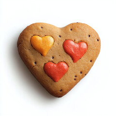 Heart shaped cookie on white background