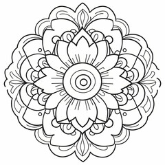 Flower Oriental Mandala Coloring Book Page