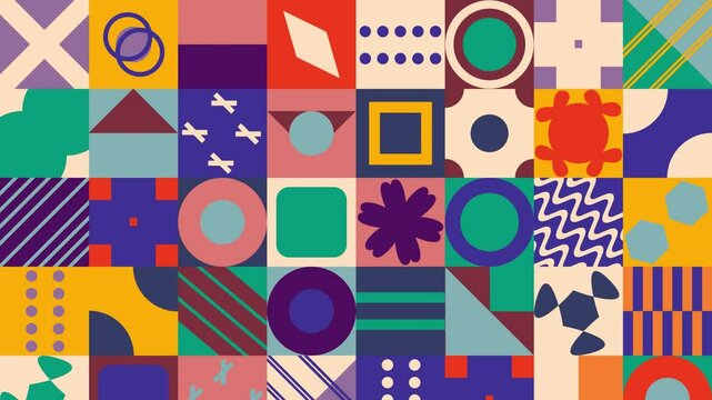 The background consists of a group of Animated shapes, After effect