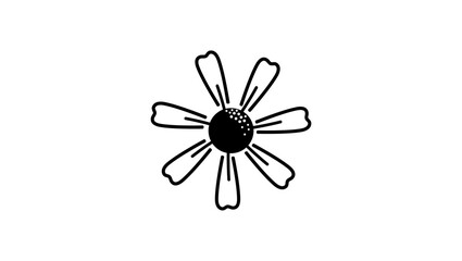 White Flower, Black Isolated Silhouette