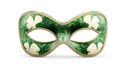 Green carnival mask with shamrock pattern for st. patrick's day celebration
