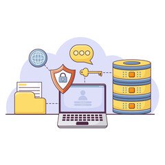 Database Security, Cyber Security, Information Privacy Concept. Isolated on White Background