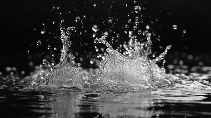 A splash of water in the air with a few drops falling into the water