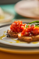 Close up of bruschetta on a plate