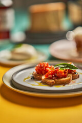 Close up of bruschetta on a plate