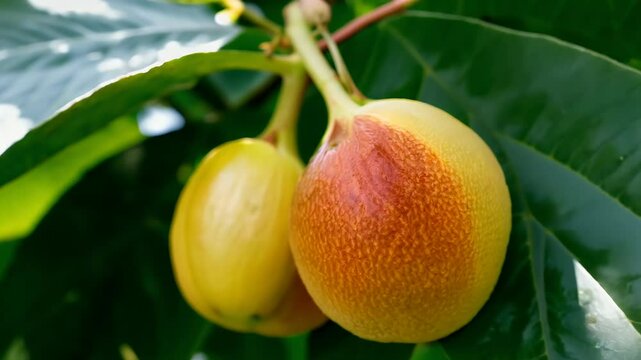 Closeup footage captures extraordinary growth cashew fruits nuts trees Busuanga Palawan Philippines fascinating nut that grows fruit stunning 4K clarity tree agriculture green bunch raw