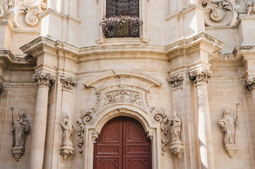 the facade of cathedral of Ragusa Ibla in Sicily