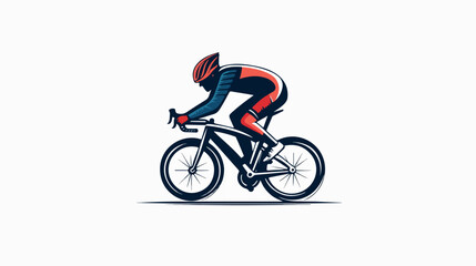Fototapeta premium Flat illustration of a guy on a bicycle. Bike ride. Cycling.