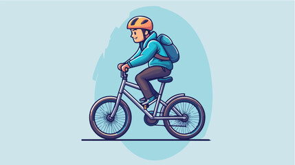 Fototapeta premium Flat illustration of a guy on a bicycle. Bike ride. Cycling.