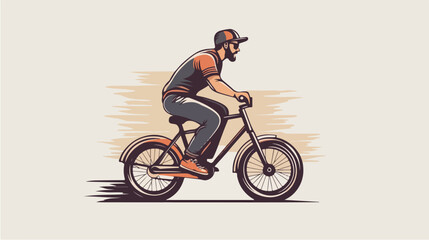 Obraz premium Flat illustration of a guy on a bicycle. Bike ride. Cycling.