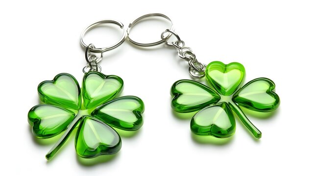 Green crystal clover keychains for good luck and st. patrick's day charm
