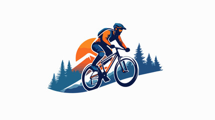 Obraz premium Flat illustration of a guy on a bicycle. Bike ride. Cycling.