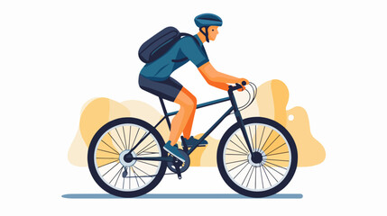Obraz premium Flat illustration of a guy on a bicycle. Bike ride. Cycling.