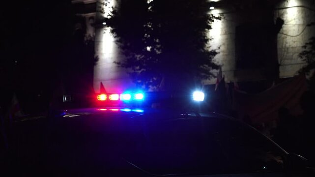 Police Car Lights are Lightining	
