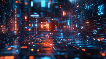 Obraz premium Digital Brain with Neural Network Connections
