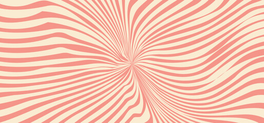 Psychedelic wavy pattern, pastel surreal vintage background, retro curvy wallpaper, optical illusion. Vector illustration