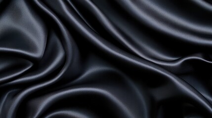 Obraz premium Black Satin Drape: A luxurious, smooth, and sophisticated background with deep, rich tones, perfect for creating elegant and modern designs. The soft.