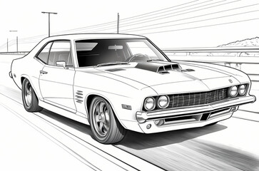 High-Speed Drive Vehicle Coloring Book Page