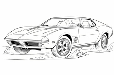 High-Speed Drive Vehicle Coloring Book Page
