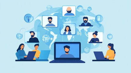 Remote work, virtual communication concept