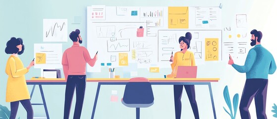 Team collaboration in a creative workspace