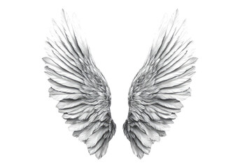Photo of silver color wings .Transparent background. Isolated PNG.