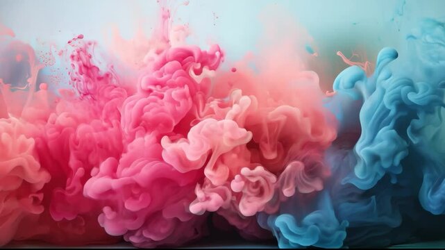 Colored blue and pink smoke on a blue background. Abstract background. Gender reveal concept. Boy or girl	
