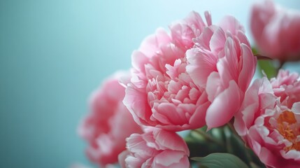 Obraz premium Pink peony arrangement Artisan florist floral boutique flower delivery service greeting card concept