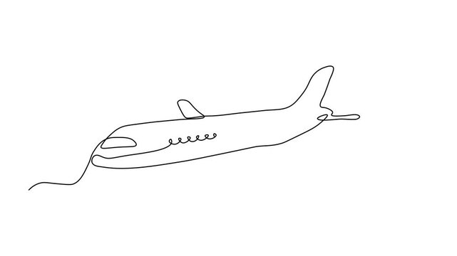 Abstract plane. Self drawing animation one continuous line draw, logo