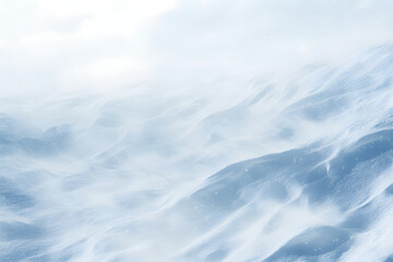 Fototapeta premium A frozen tundra engulfed in a powerful blizzard creates a serene and desolate winter landscape with swirling snow and icy textures