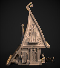 cartoon house for Halloween 3D rendering