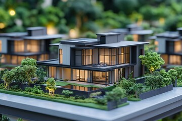 Fototapeta premium Modern House Architectural Model with Pool and Landscaping