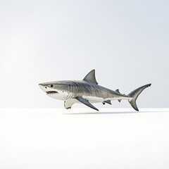 Fototapeta premium 3D render of shark icon on white background, showcasing its sleek design and realistic features. This image captures essence of marine life with striking visual appeal