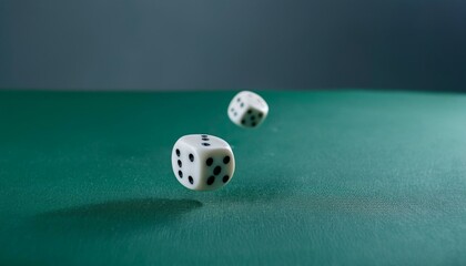 The moment before a dice rolling from a table comes to a stop