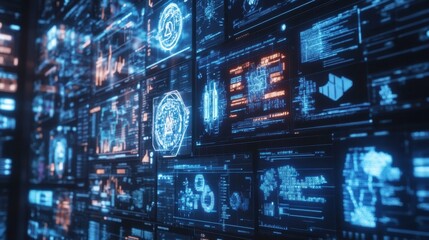 Futuristic Digital Interface with Data Visualization