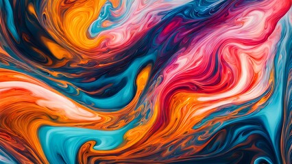 Obraz premium Endless Waves of Colorful Swirls and Abstract Fluid Forms, Uniting Energetic Strokes and Soft Blends of Warmth and Coolness to Create a Visual Symphony of Motion (13)