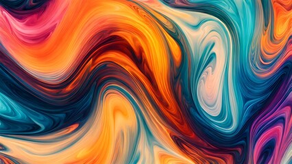 Fototapeta premium Endless Waves of Colorful Swirls and Abstract Fluid Forms, Uniting Energetic Strokes and Soft Blends of Warmth and Coolness to Create a Visual Symphony of Motion (21)