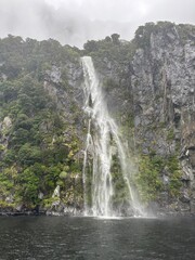 waterfall in Milford Sound