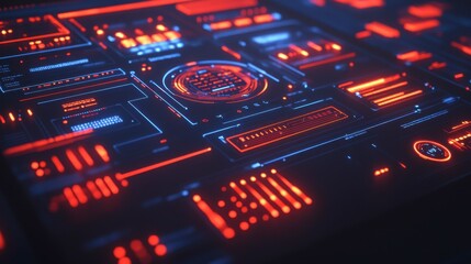 Obraz premium Futuristic Digital interface with Neon Lights