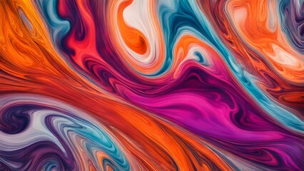 Obraz premium Endless Waves of Colorful Swirls and Abstract Fluid Forms, Uniting Energetic Strokes and Soft Blends of Warmth and Coolness to Create a Visual Symphony of Motion (37)