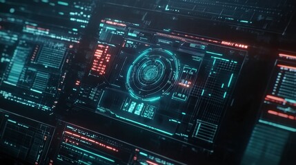 Fototapeta premium Futuristic Interface with Digital Data Visualization