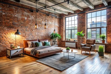 Unfinished Apartment Room with Bare Brick Walls - Product Photography of Minimalist Interior Design, Urban Living Spaces, Home Decor, and Renovation Ideas