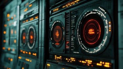 Futuristic Console Interface with Glowing Elements