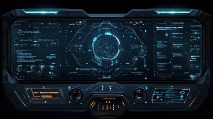 Futuristic Digital Control Panel with Interactive Display