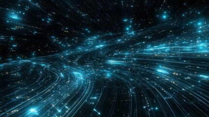 Obraz premium Abstract Light Trails in Dark Space Environment